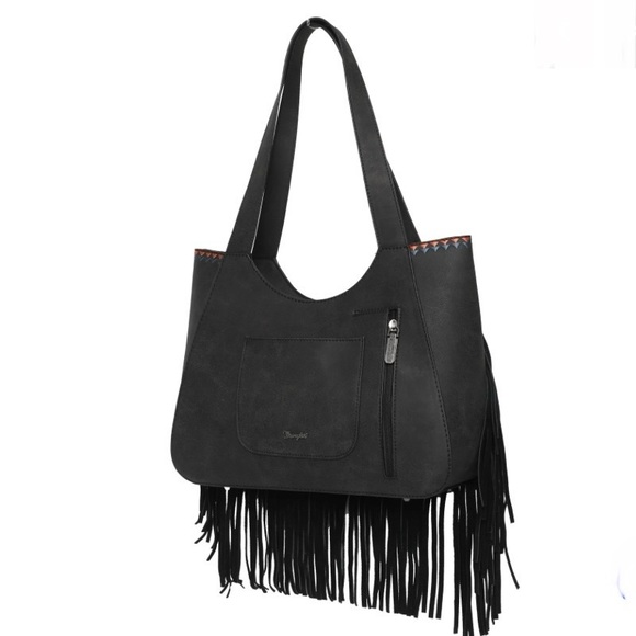 WG36-G8005 Wrangler Embroidered Fringe Concealed Carry Tote Color black - Picture 6 of 7